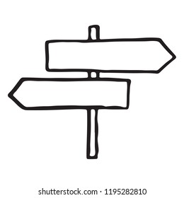 Road sign hand drawn outline doodle icon. Vector illustration