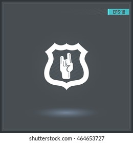 Road sign with hand gesture. Vector icon.