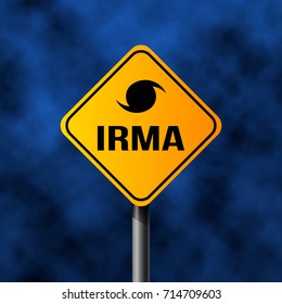 road sign of Hurricane Irma, 3D rendering. vector illustration