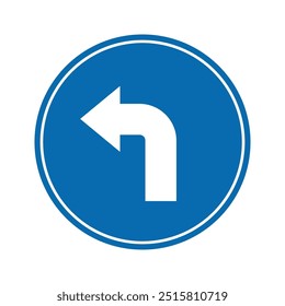 road sign icon, road ahead curves side on blue round board. suitable for poster use and web icon