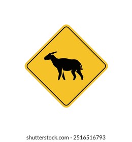 road sign icon, anoa crossing on yellow rhombus. board.suitable for poster use and web icon	
