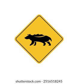 road sign icon, badger crossing on yellow rhombus. board.suitable for poster use and web icon	