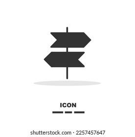 Road sign icon in black and white colour