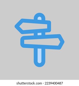 Road sign icon in blue style about travel, use for website mobile app presentation