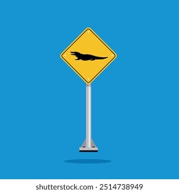 road sign icon, crocodile crossing on yellow rhombus. board.suitable for poster use and web icon	
