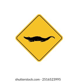 road sign icon, crocodile crossing on yellow rhombus. board.suitable for poster use and web icon	
