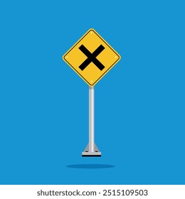 road sign icon, Danger Junction road on yellow rhombus board. suitable for poster use and web icon	

