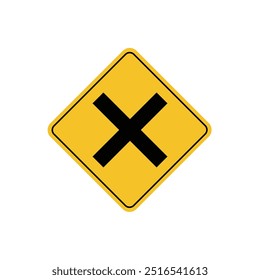 road sign icon, Danger Junction road on yellow rhombus board. suitable for poster use and web icon	