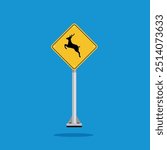 road sign icon, deer crossing on yellow rhombus. board.suitable for poster use and web icon