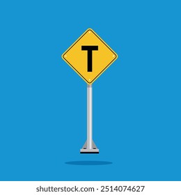 road sign icon, Divided road on yellow rhombus. board.suitable for poster use and web icon