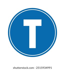 road sign icon, Divided road on blue round board.suitable for poster use and web icon	