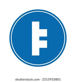 Icono de la señal de tráfico, camino dividido en tablero redondo azul. conveniente para el uso del cartel y el icono del Web	
