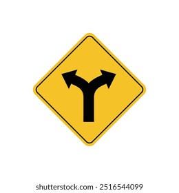 road sign icon, Divided road on yellow rhombus. board.suitable for poster use and web icon	
