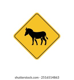 ícone de sinal de estrada, cruzamento de burro em losango amarelo. board.adequado para uso de pôster e ícone da web	