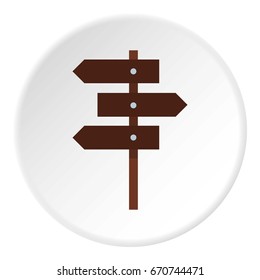 Road sign icon in flat circle isolated vector illustration for web