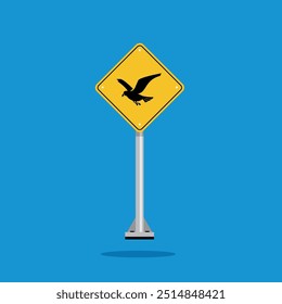 road sign icon, gull crossing on yellow rhombus. board.suitable for poster use and web icon