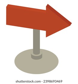 Icono de señalización de carretera vector isométrico. Señal de tráfico de madera con icono indicador de dirección. Puntero, dirección, concepto de elección