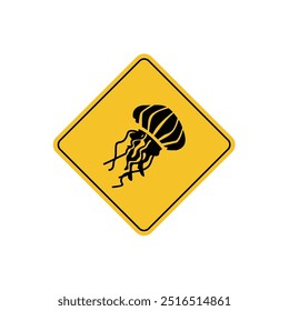 road sign icon, jellyfish crossing on yellow rhombus. board.suitable for poster use and web icon	