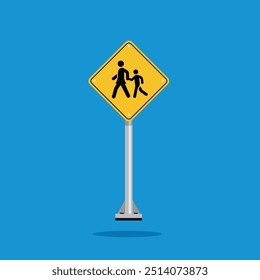 road sign icon, kids crossing on yellow rhombus. board.suitable for poster use and web icon