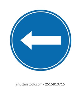 Straßenschild-Symbol links Obligatorische Straße auf blauem Rundbrett. geeignet für Poster und Websymbol	
