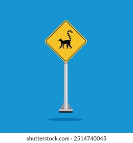 road sign icon, lemur crossing on yellow rhombus. board.suitable for poster use and web icon