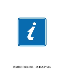 ícone de sinal de estrada, símbolo de informação turística minimalista no quadro quadriculado azul. adequado para cartaz e ícone web use