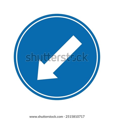 road sign icon, Pass left road only on blue round board. suitable for poster use and web icon	
