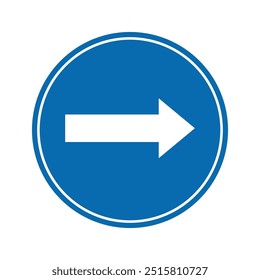 Straßenschild-Symbol, rechts Obligatorische Straße auf blauem Rundbrett. geeignet für Poster und Websymbol	