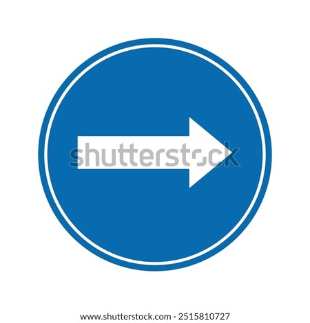 road sign icon, right Mandatory road on blue round board. suitable for poster use and web icon	