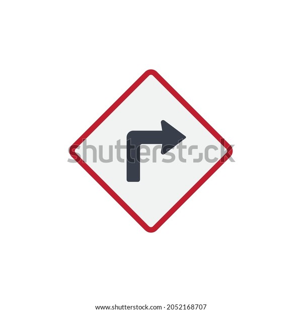 Road Sign Icon. Right\
Turn Sign Icon.
