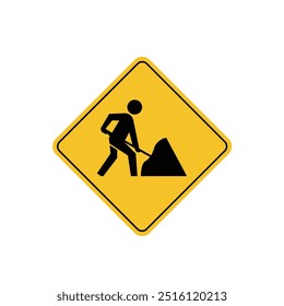 Icono de la señal de tráfico, advertencia adelantada de la carretera en el rombo amarillo. tablero. conveniente para el uso del cartel y el icono del Web