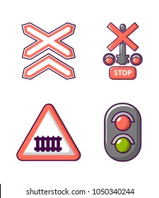 Road sign icon set. Cartoon set of road sign vector icons for web design isolated on white background