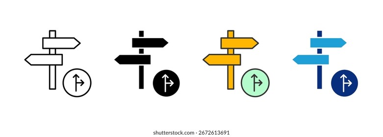 Road Sign Icon Set Multiple Style Collection