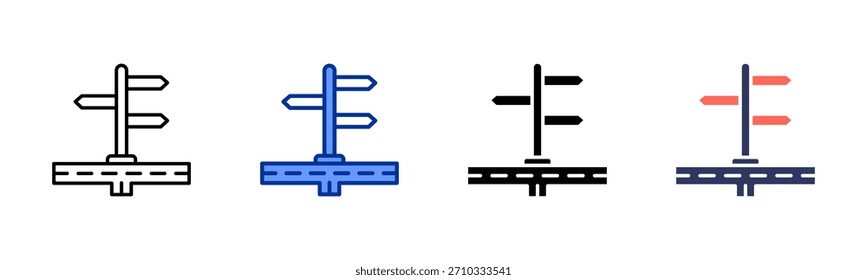 Road Sign icon set multiple style collection