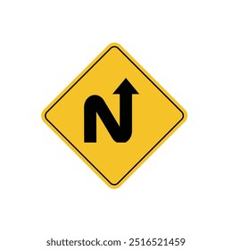 road sign icon, Sharp Bends road on yellow rhombus board. suitable for poster use and web icon	