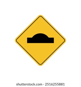 road sign icon, speed bumps in road on yellow rhombus board. suitable for poster use and web icon	

