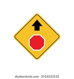 road sign icon, Stop ahead road on yellow rhombus. board.suitable for poster use and web icon	
