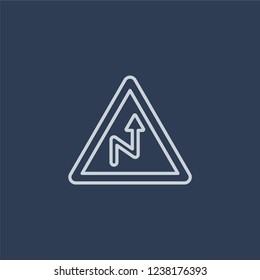 Road sign icon. Trendy flat vector line Road sign icon on dark blue background from traffic sign collection. 