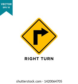road sign icon in trendy flat design, turn right vector icon 