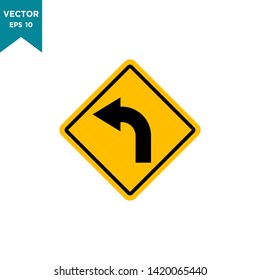 road sign icon in trendy flat design, turn left vector icon 