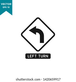 road sign icon in trendy flat style, turn left vector icon