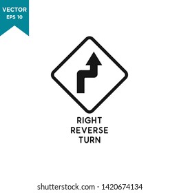 road sign icon in trendy flat design, left/right turn reverse 