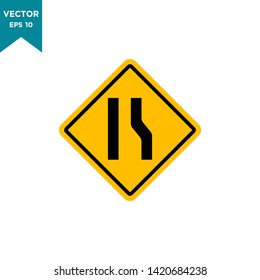 road sign icon in trendy flat style, road narrow icon 