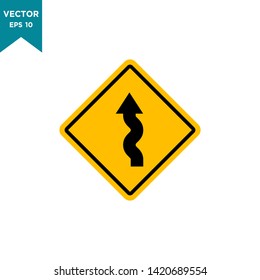 road sign icon in trendy flat style, winding road sign vector icon 