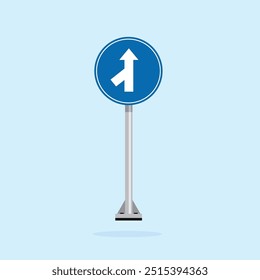ícone de sinal de estrada, vire em frente estrada em placa redonda. adequado para uso de cartaz e ícone da web	
