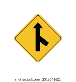 road sign icon, turning ahead road on yellow rhombus. board.suitable for poster use and web icon	
