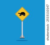 road sign icon, turtle crossing on yellow rhombus. board.suitable for poster use and web icon	
