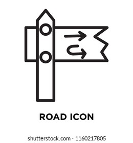 Road sign icon vector isolated on white background, Road sign transparent sign , linear symbol and stroke design elements in outline style