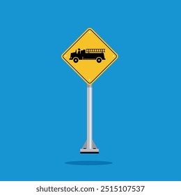 road sign icon, warning for emergency vehicles on yellow rhombus. board.suitable for poster use and web icon	
