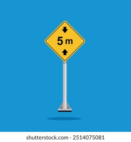 road sign icon, warning for a limited height on yellow rhombus. board.suitable for poster use and web icon